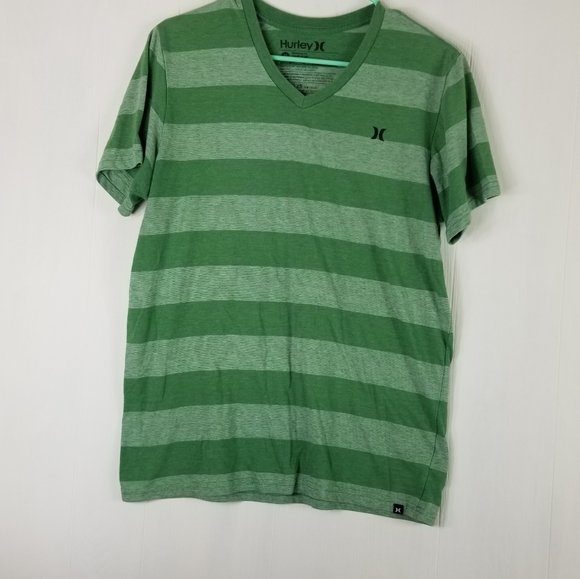 Green striped  Hurley  tee sz M - Picture 1 of 3